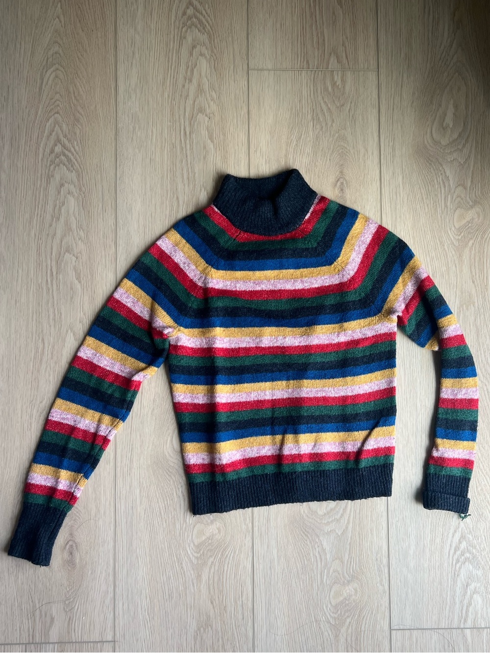 Abercrombie & Fitch Striped Turtleneck Sweater - Navy, Red, Green, Yellow, Pink